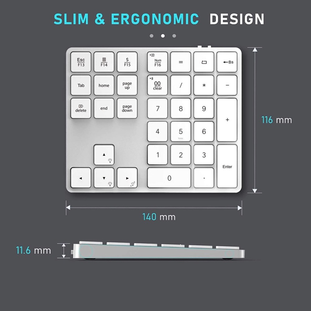 Bluetooth Backlit Numeric Keypad Wireless - Picture 5 of 7